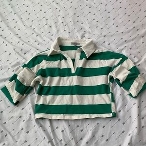 White and green cropped long sleeve
